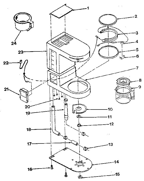Replacement Parts Diagram and Parts List for A633  Proctor Silex Coffee Maker